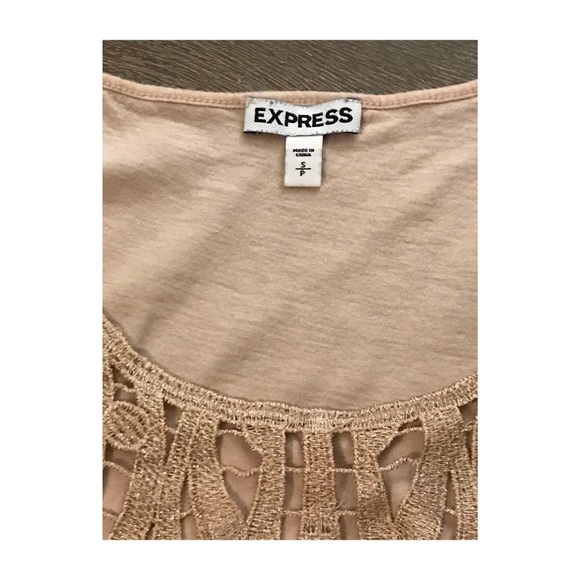 Express Rose Gold Metallic Crochet Tank Top - Picture 4 of 5